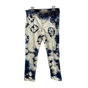 Gap 1969 Real Straight Tie-Dye Jeans 30R Cotton Denim Blue &‎ White